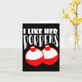 Men's I Like Her Bobbers Funny Fishing Couples Gif カード (黄色い花)
