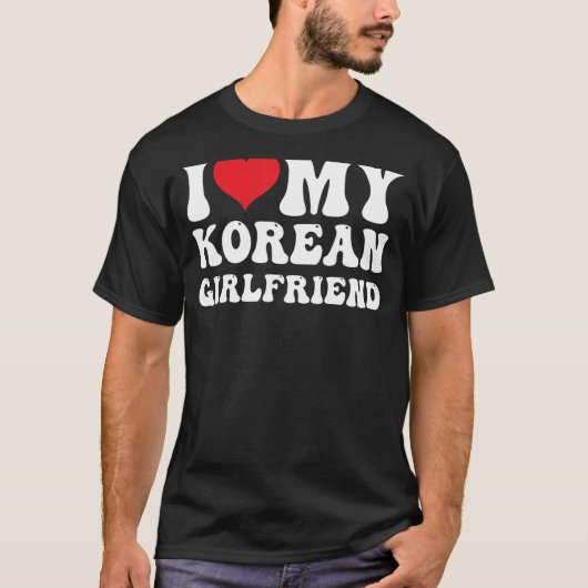 Mens I Love韓国人ガールフレンドIハート韓国人 Tシャツ (正面)