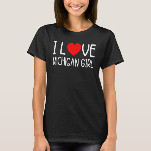 Mens I Love My Gf Set I Love My Michigan Girlfri Tシャツ (正面)
