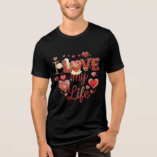 Men's 'I LOVE My Life' Inspirational T-Shirt トライブレンドＴシャツ (正面)