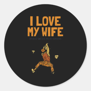 Mens I love my Wife登山ボルダリングスポーツフリー ラウンドシール