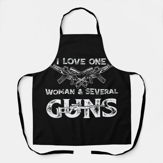 Mens I Love One Woman & Soutures Guns エプロン (正面)