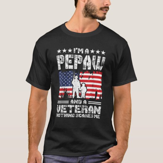 Mens I m a Pepaw and a退役軍人Nothing Me P Tシャツ (正面)