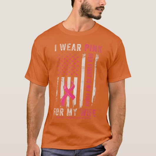 Mens I Wear Pink for My Wife Breast Cancer Awarene Tシャツ (正面)