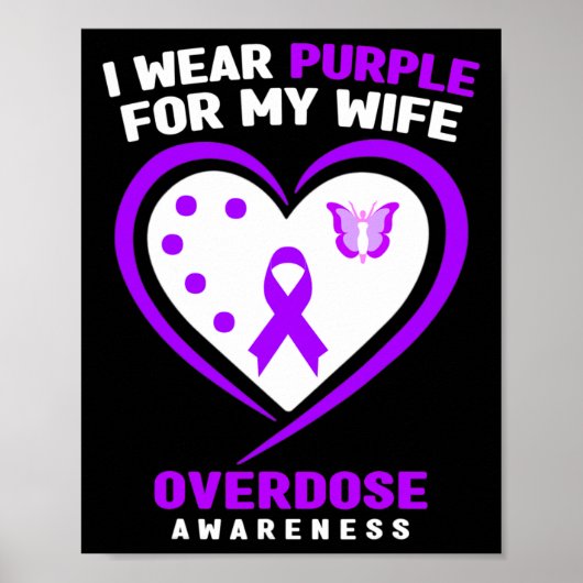 Mens I Wear Purple For My Wife Overdose Awareness  ポスター (正面)