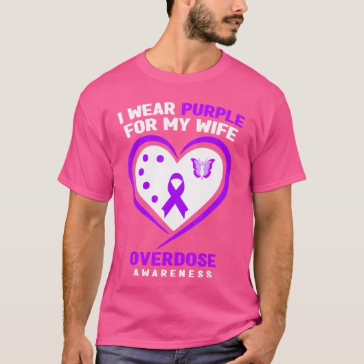 Mens I Wear Purple For My Wife Overdose Awareness Tシャツ (正面)