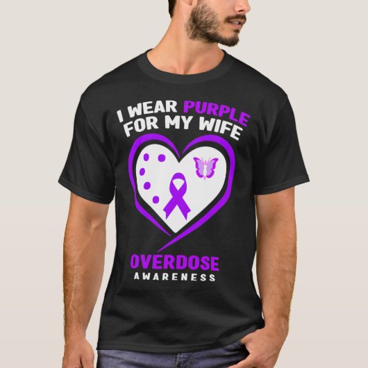 Mens I Wear Purple For My Wife Overdose Awareness  Tシャツ (正面)