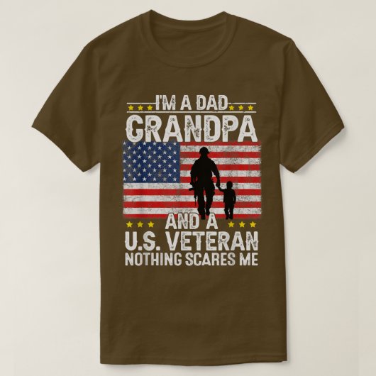 Mens I'm a Dad Grandpa and a Veteran Grandpa Fathe Tシャツ (デザイン正面)