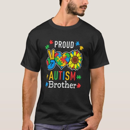 Mens I'm A Proud Autism Brother Autism Awareness Tシャツ (正面)
