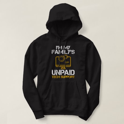 Mens Im My Familys Unaged Tech Support おもしろい Compu パーカ (デザイン正面)