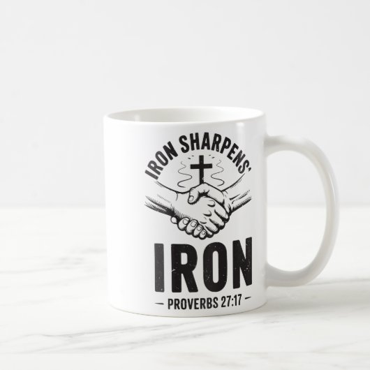 Men's Iron Sharpens Iron Proverbs 27 7 Christian G コーヒーマグカップ (右)