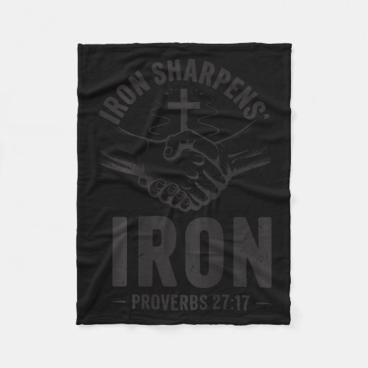 Men's Iron Sharpens Iron Proverbs 27 7 Christian G フリースブランケット (正面)
