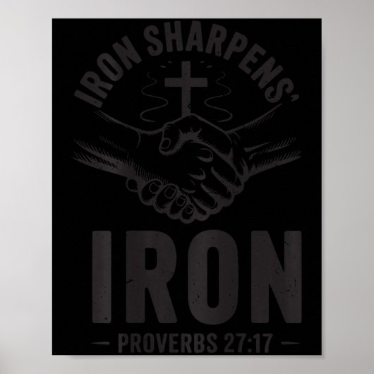 Men's Iron Sharpens Iron Proverbs 27 7 Christian G ポスター (正面)