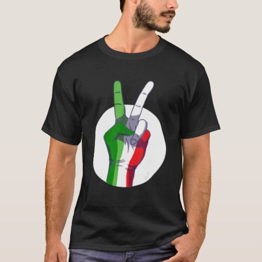 Mens Italian Flag peace sign  Victory Sign Nationa Tシャツ (正面)