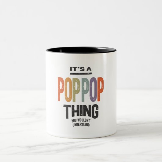 Mens It's PopPop Thing おもしろいパパGrandpa ツートーンマグカップ (中央)