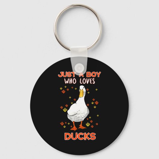 Mens Just A Boy Who Loves Ducks Funny Duck Lover Q キーホルダー (正面)