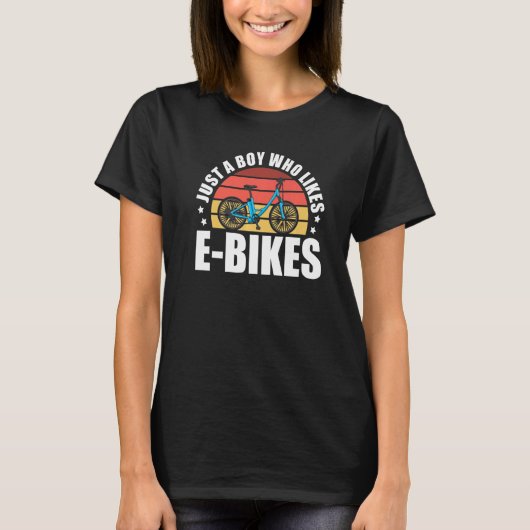 Mens Just A Boy Who Loves E-Bikes Mountainbiker Cy Tシャツ (正面)