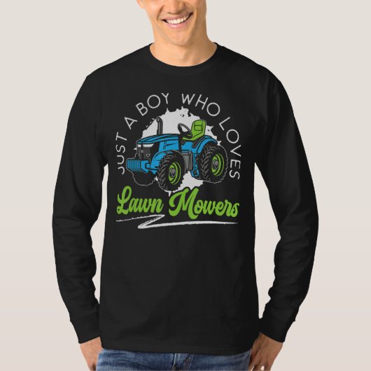 Mens Just A Boy Who Loves Lawn Mowers Mowing Garde Tシャツ (正面)