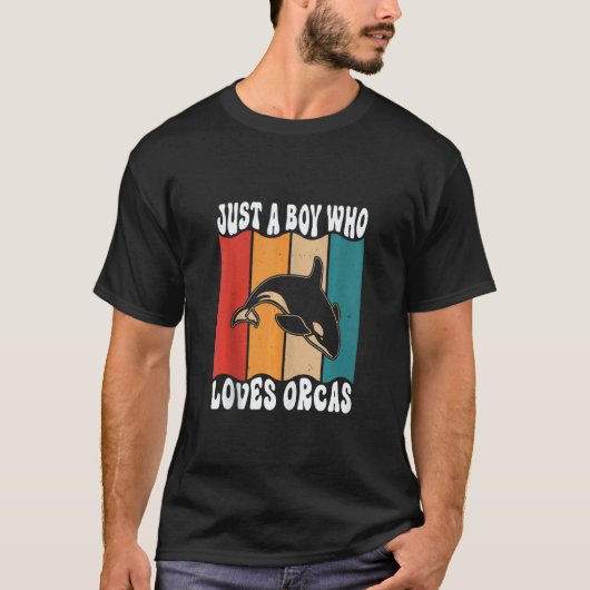 Mens Just A Boyl Who Loves Orcas Killer Whales Sea Tシャツ (正面)
