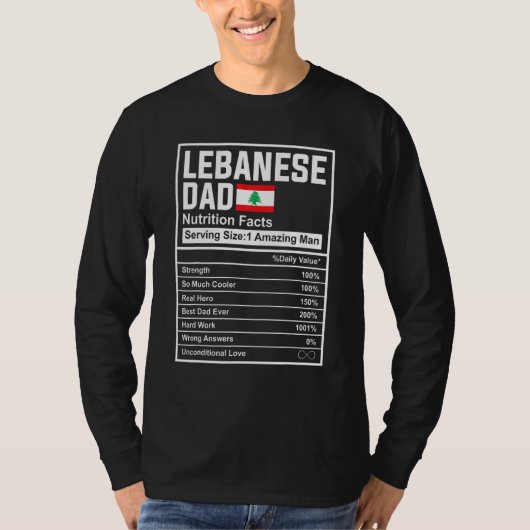 Mens Lebanese Dad Nutrition Facts Father's Day Nat Tシャツ (正面)