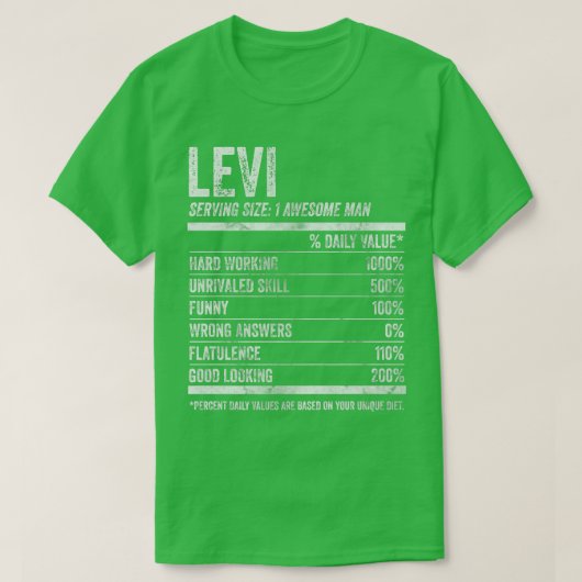 Mens Levi Nutrition Personalized Name  Funny Name  Tシャツ (デザイン正面)