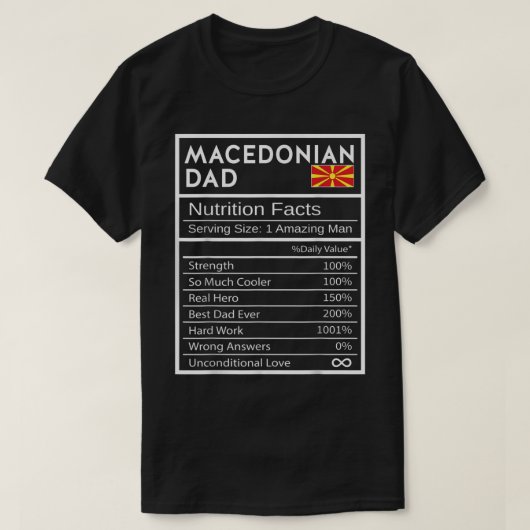 Mens Macedonian Dad Nutrition Facts National Pride Tシャツ (デザイン正面)