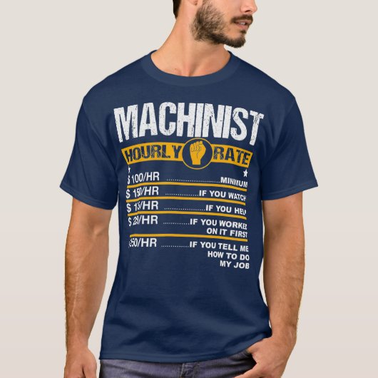 Mens Machinistおもしろい Hourly Rate Engineドライバ Tシャツ (正面)
