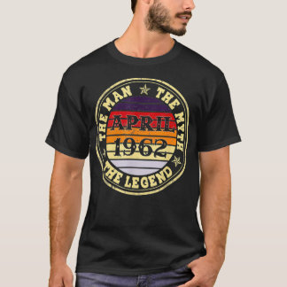 Mens Man Myth Legend April 1962 60th Birthday Gift Tシャツ