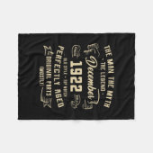 Mens Man Myth Legend December 1922 100th Birthday フリースブランケット (正面(横))