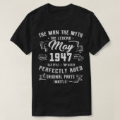 Mens Man Myth Legend May 1947 75th Birthday Gift 7 Tシャツ (デザイン正面)
