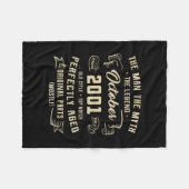 Mens Man Myth Legend October 2001 21st Birthday フリースブランケット (正面(横))