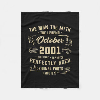 Mens Man Myth Legend October 2001 21st Birthday フリースブランケット
