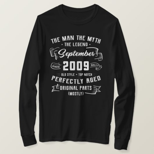 Mens Man Myth Legend September 2009 13th Birthday Tシャツ (デザイン正面)