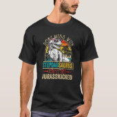 Mens Men Distressed Stepdadsaurus Dinosaur Rex Fat Tシャツ (正面)