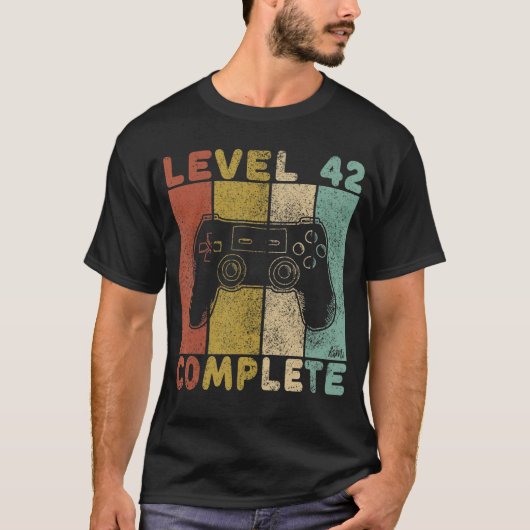 Mens Mens 42nd Birthday Men Gaming Level 42 Comple Tシャツ (正面)