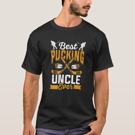 Mens Mens Ice Hockey Uncle Best Pucking Uncle Ever Tシャツ (正面)