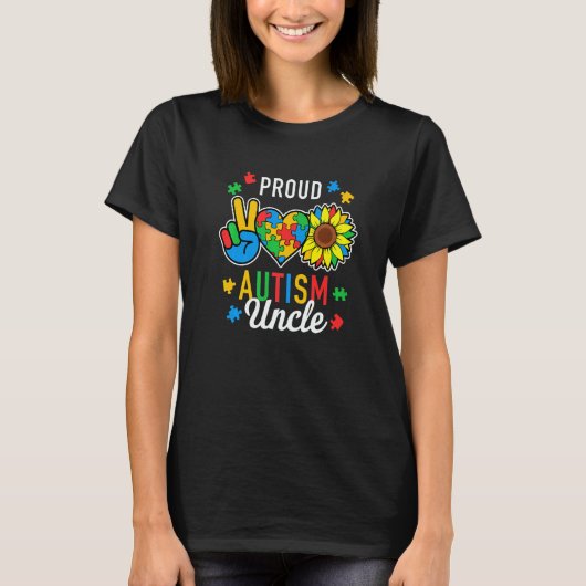 Mens Mens I'm A Proud Autism Uncle Autism Awarenes Tシャツ (正面)