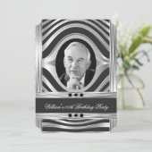 Men's Metal Silver Look Black Photo Jewel 招待状 (スタンド正面)