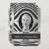 Men's Metal Silver Look Black Photo Jewel 招待状 (正面/裏面)