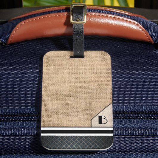Men's Monogram Burlap Black Diamond Image ラゲッジタグ (正面インサイチュ2)