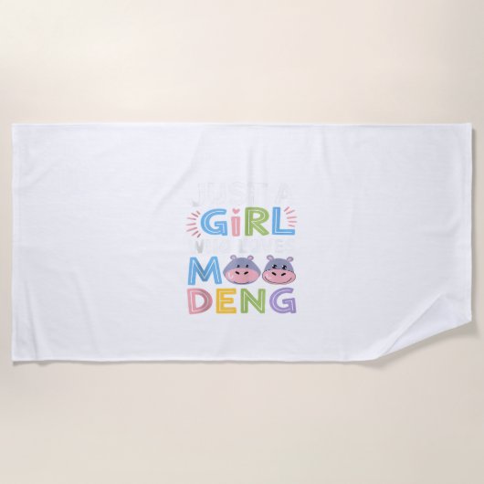 Mens MooDeng Just a Girl Who Loves Deng おもしろい ビーチタオル (正面)