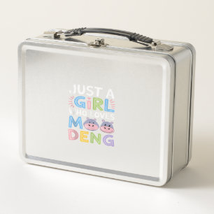 Mens MooDeng Just a Girl Who Loves Deng おもしろい メタルランチボックス