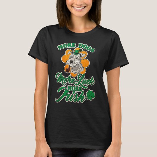 Mens More Dogs More Luck More Irish St Patrick's D Tシャツ (正面)