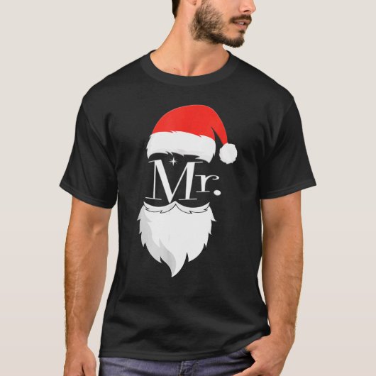 Mens Mr And Mrs Claus Couples Christmas Pajamas Sa Tシャツ (正面)