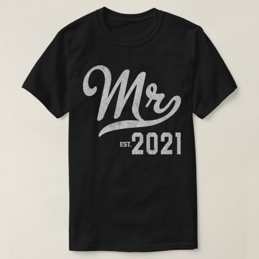 Mens Mr Est 2021 Wedding Engagement Newlywed Gift Tシャツ (デザイン正面)