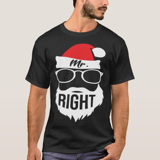 Mens Mr Right Santa Outfit Christmas Matching Coup Tシャツ (正面)