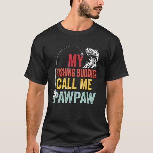 Mens My Favorite Fishing Buddies Call Me Pawpaw Fi Tシャツ (正面)