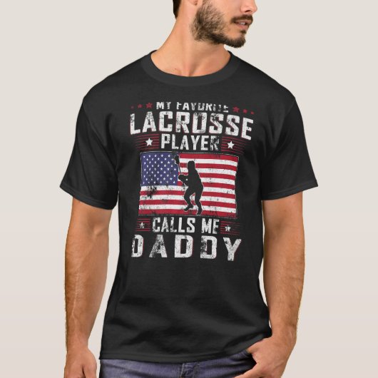 Mens My Favorite Lacrosse Player Calls Me Daddy Fa Tシャツ (正面)