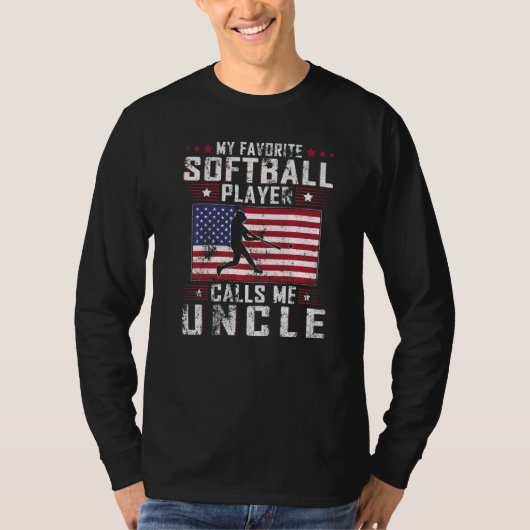 Mens My Favorite Softball Player Calls Me Uncle Fa Tシャツ (正面)