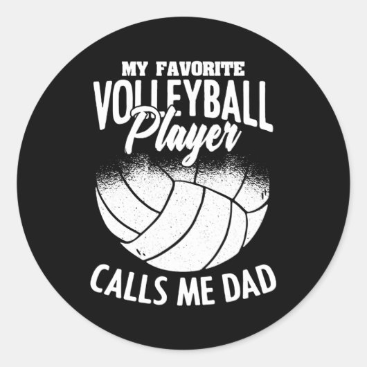 Mens My Volleball Playerお気に入りのがMeパパを呼び出す ラウンドシール (正面)